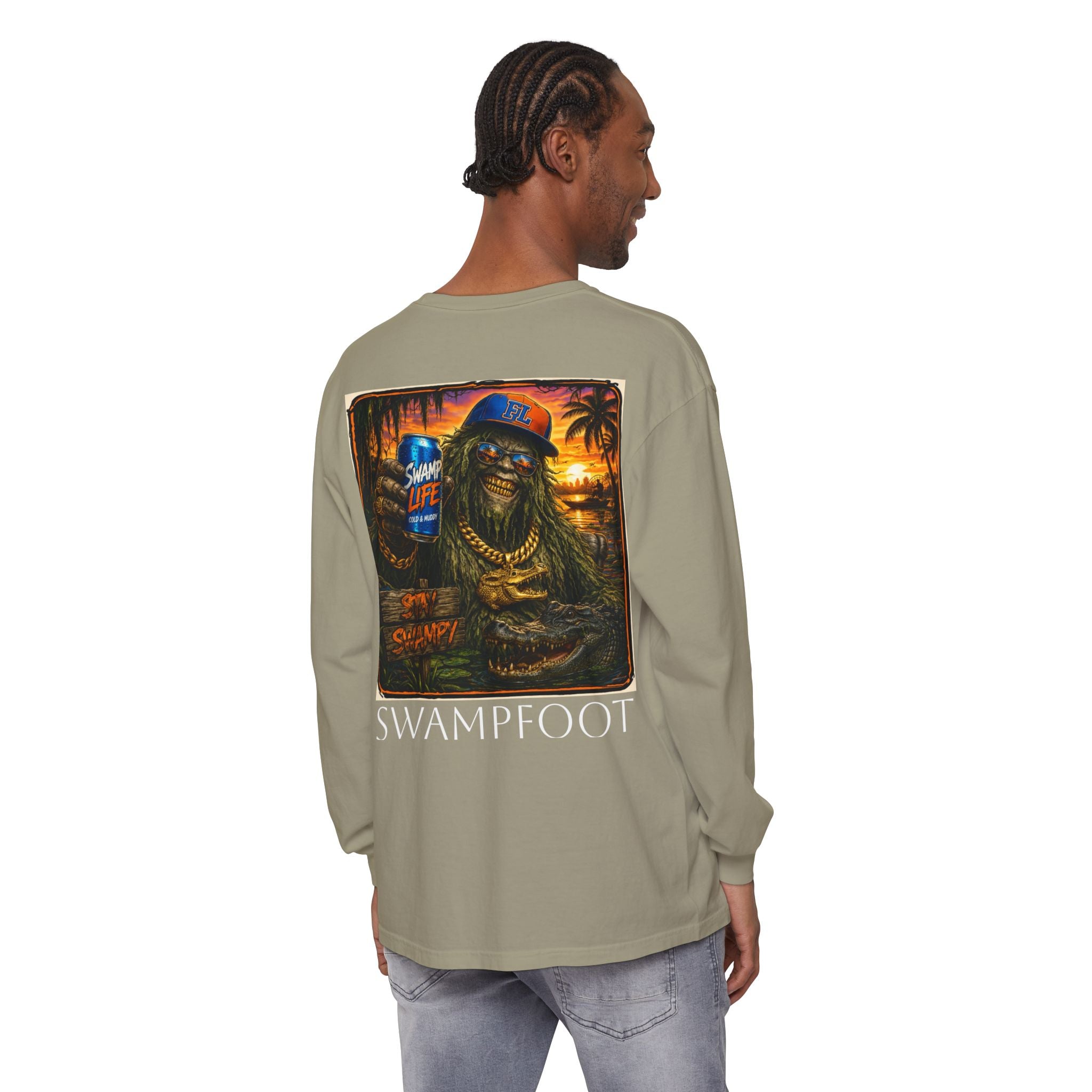 Swampfoot Long Sleeve Shirt — Tropical Swamp Monster Graphic